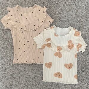 🌺SHEIN Girls Ruffle Collar Heart and Polka Dot Tops